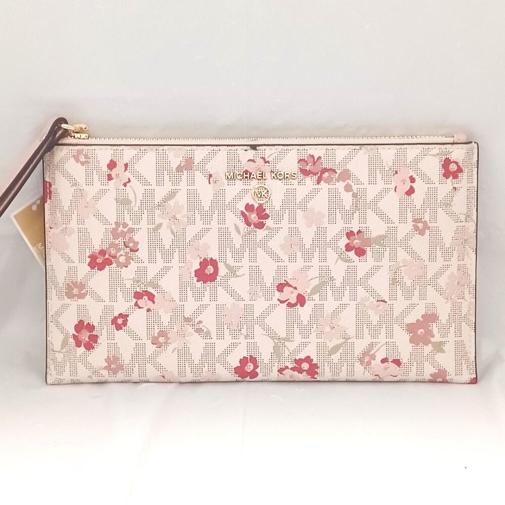 Michael Kors Jet Set Travel Floral Logo Wristlet – Large Flat Phone Wallet